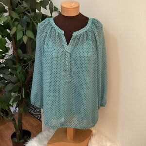Liz Claiborne Woman’s XL blouse with matching cami tealish green with bl…